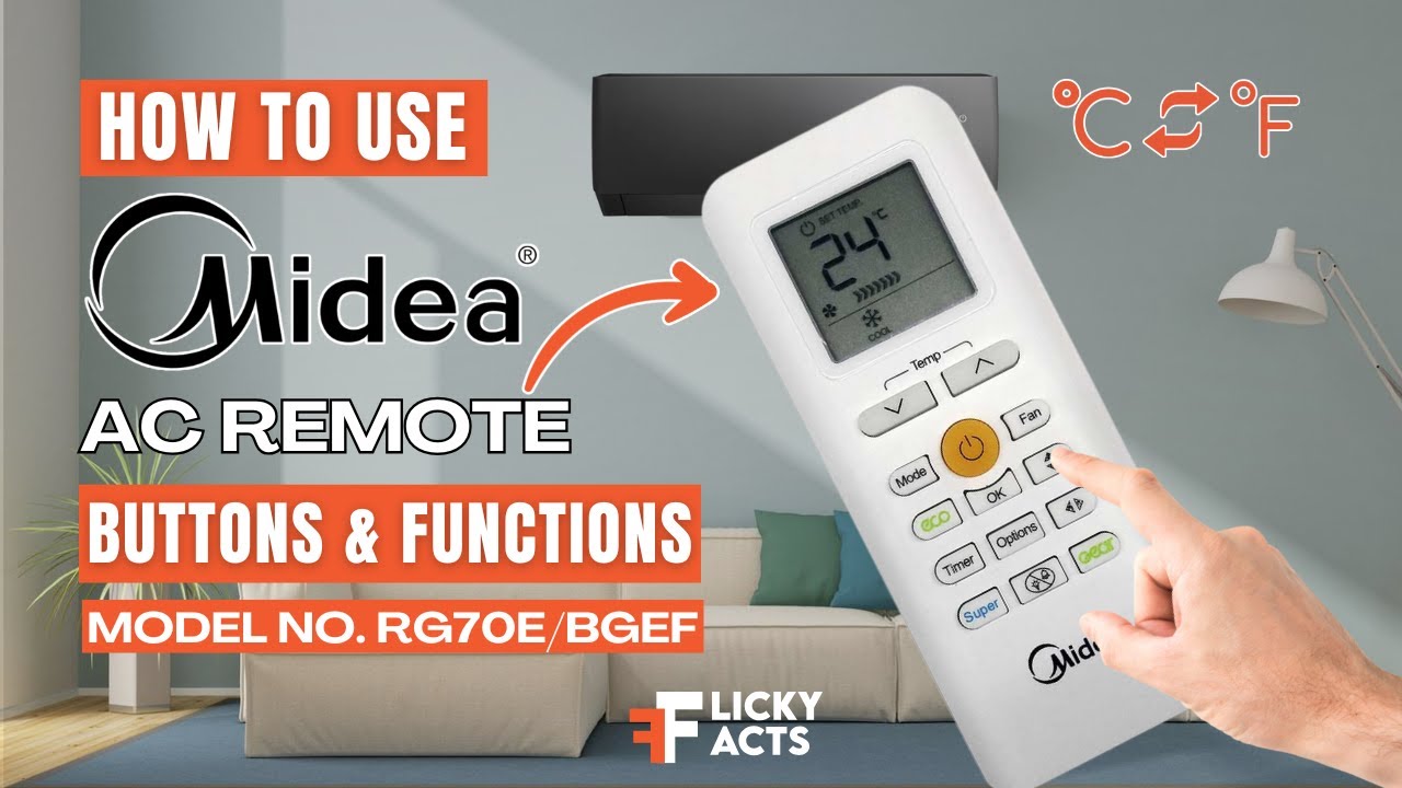 How to Use: Midea AC Remote Buttons & Functions | Heat Pump Remote Guide | Model No. RG70E/BGEF