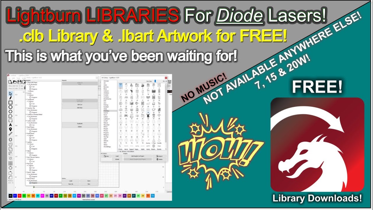 💡 Lightburn Libraries for Hobby Lasers! Learn how to make your own Libraries!