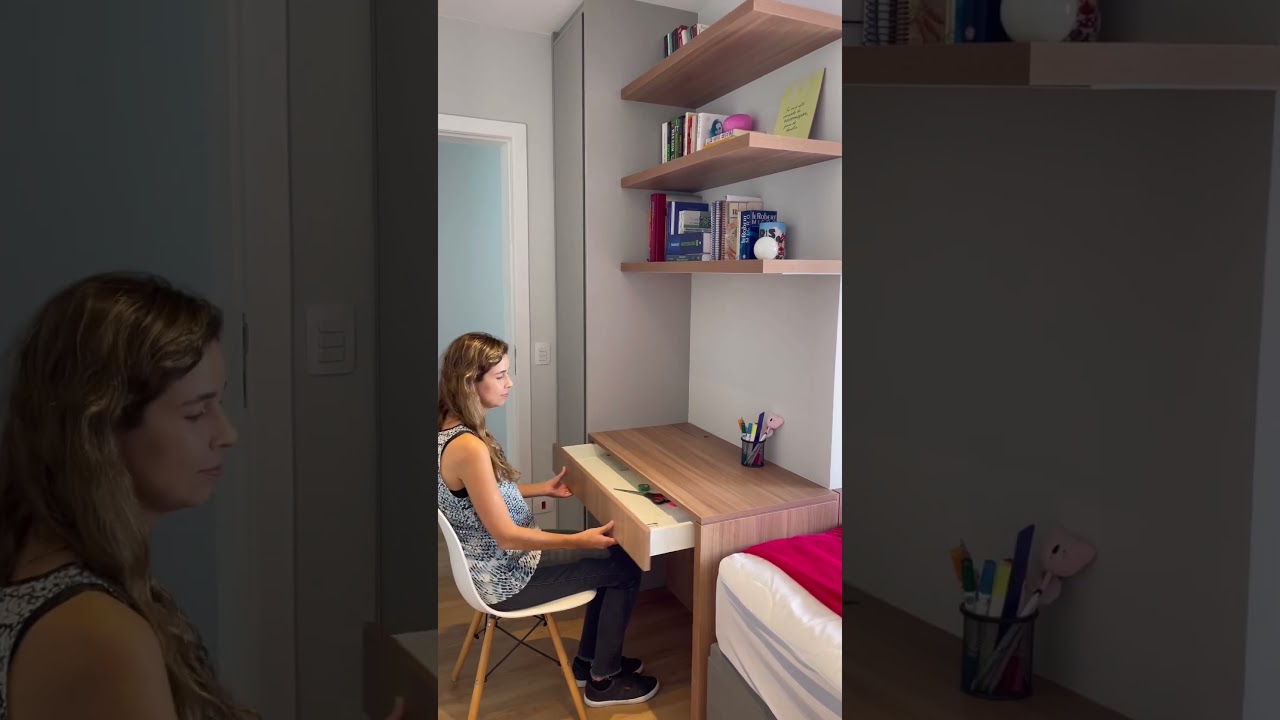 Quarto de visitas + home office em poucos metros quadrados! #arquitetura #interiordesign