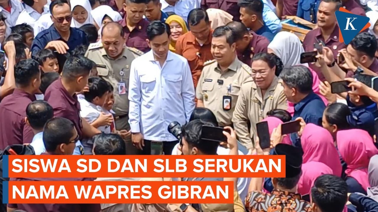 Momen Gibran Dikerumuni Siswa SLB dan SD yang Ingin Foto