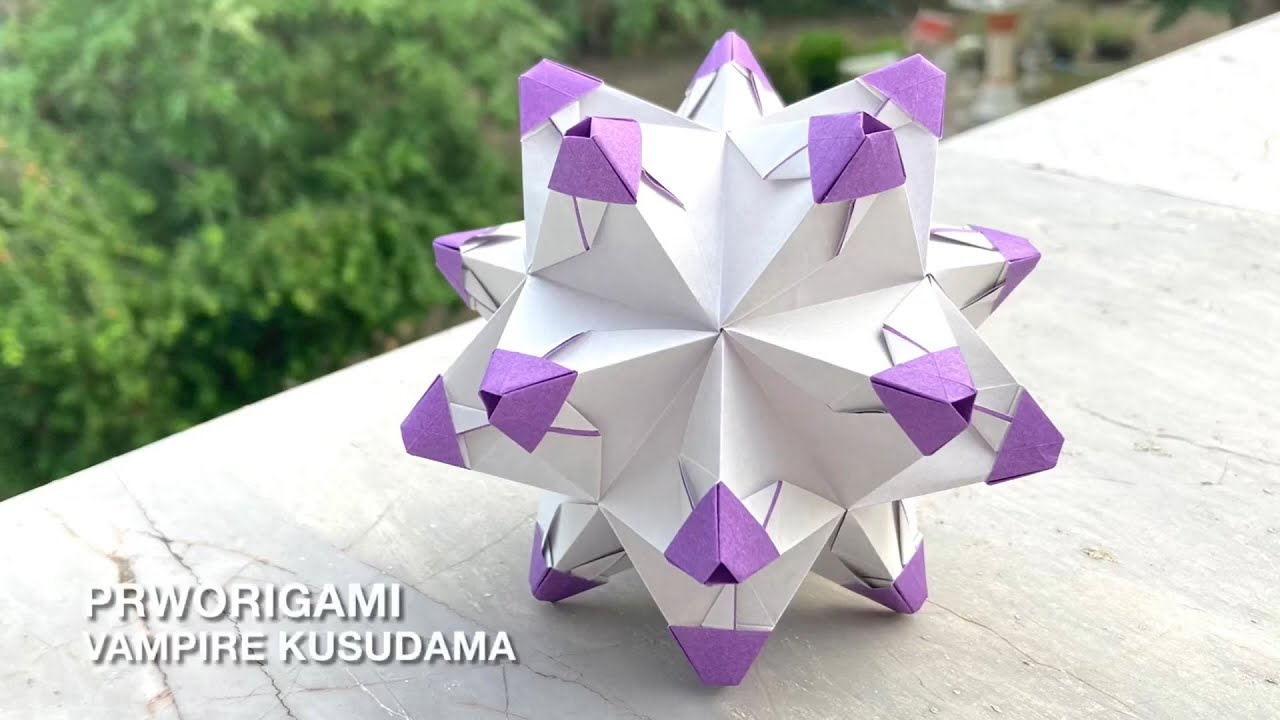 Vampire Kusudama - PrwOrigami Folding Tutorial 【くす玉・折り紙】