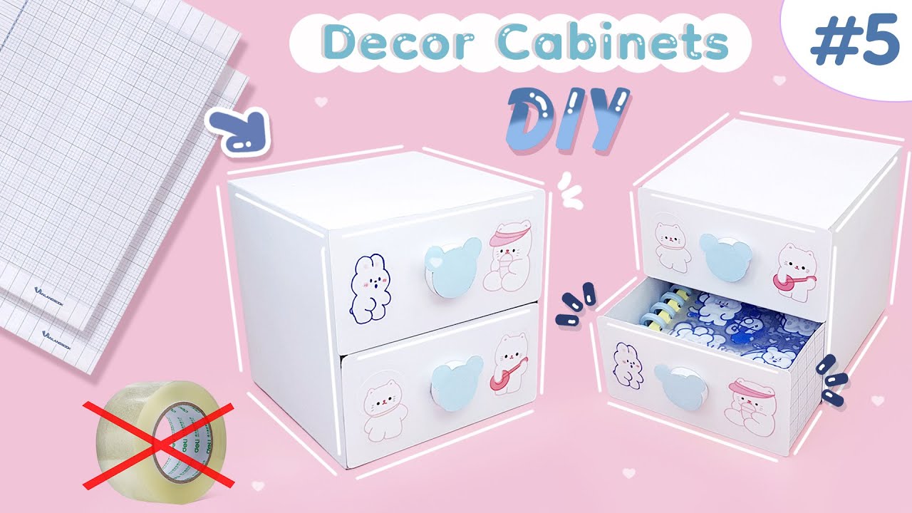 Làm tủ Decor bàn học bằng giấy Ô Ly học sinh | K băng dính | Tủ Decor bàn học 2 ngăn/ Quyển Sách Nhỏ