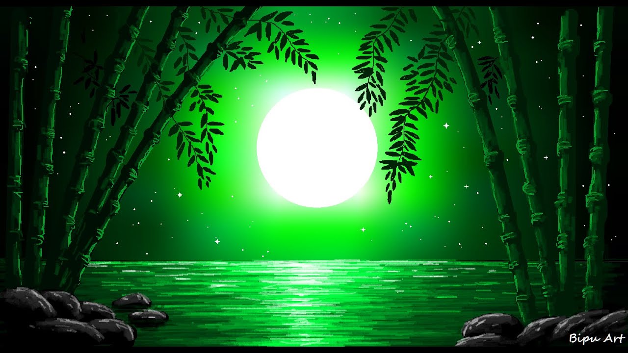 Draw in Ms Paint | Ms Paint Drawing | paint in computer | scenery drawing | How to draw bamboo tree