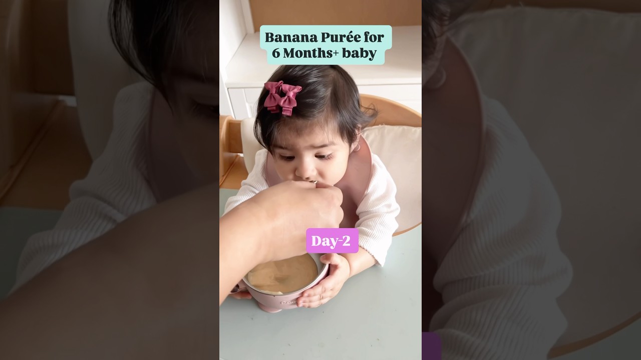 Baby Solid food 6 months | banana puree for 6 months baby | first foods for baby 6 months #shorts