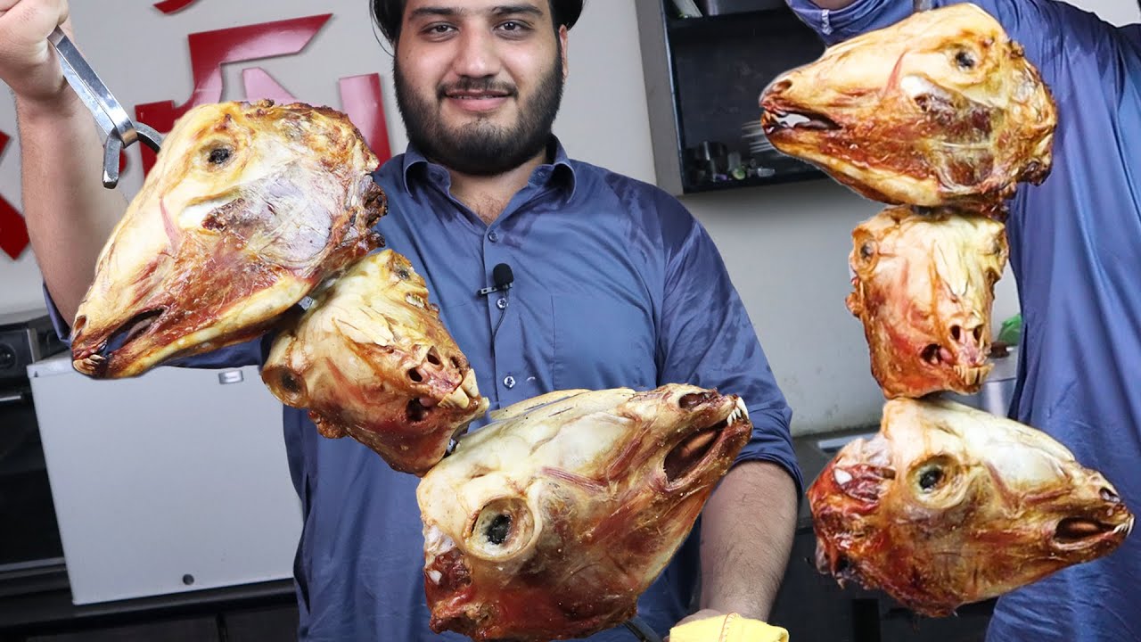 WHOLE Goat Head Roast / Most Delicious Street Food Recipe
