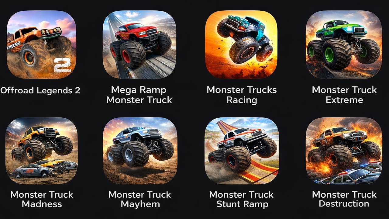Offroad Legends 2,Mega Ramp Monster Truck Stunts,Monster Trucks Racing