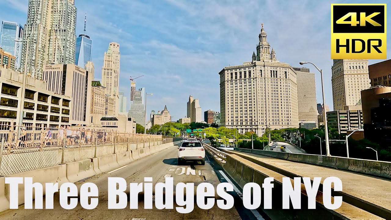 NYC Driving Three Bridges on East River (Brooklyn Bridge, Manhattan Bridge and Triboro/RFK Bridge