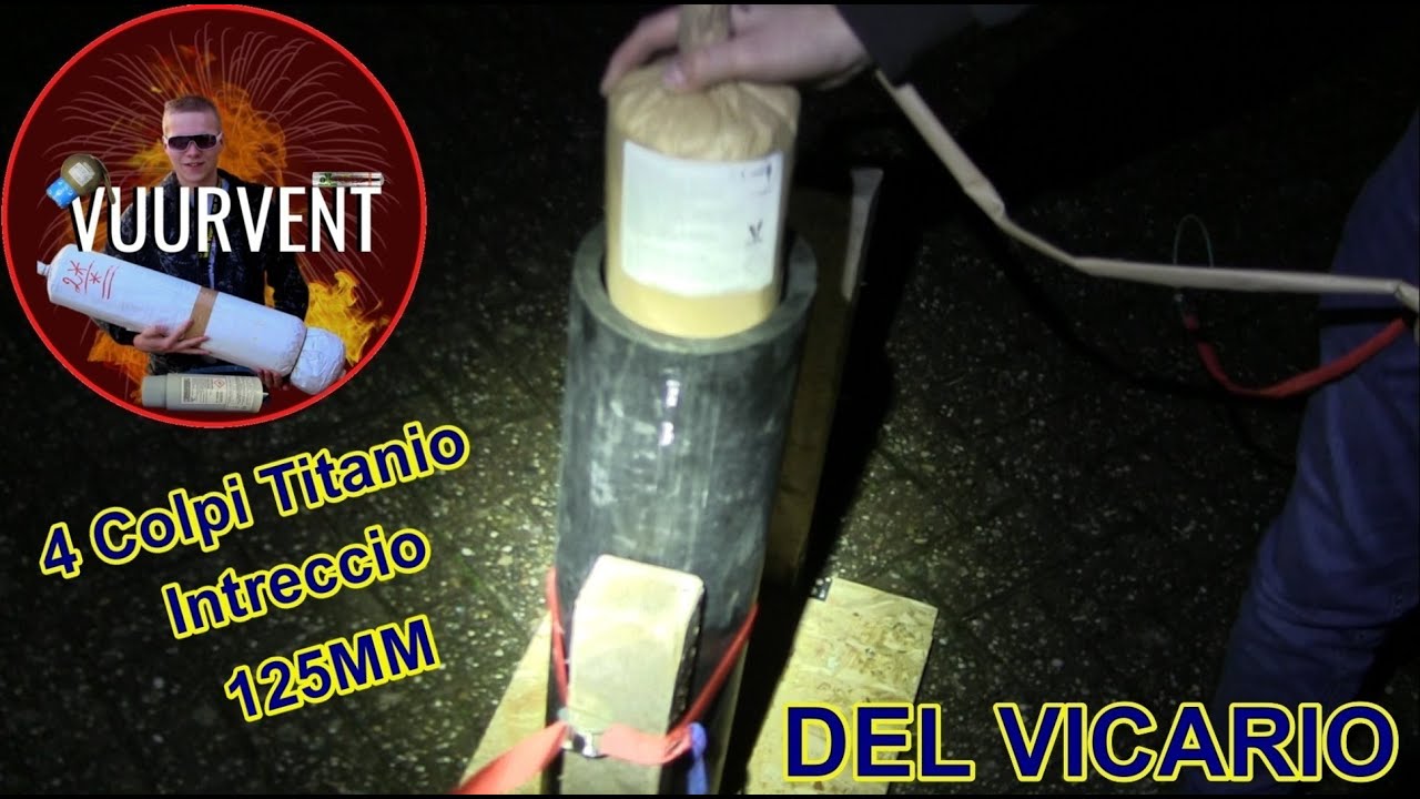 125mm Cylinder Shell - 4 Colpi Titanio + Intreccio - Del Vicario - VUURWERK - FIREWORKS