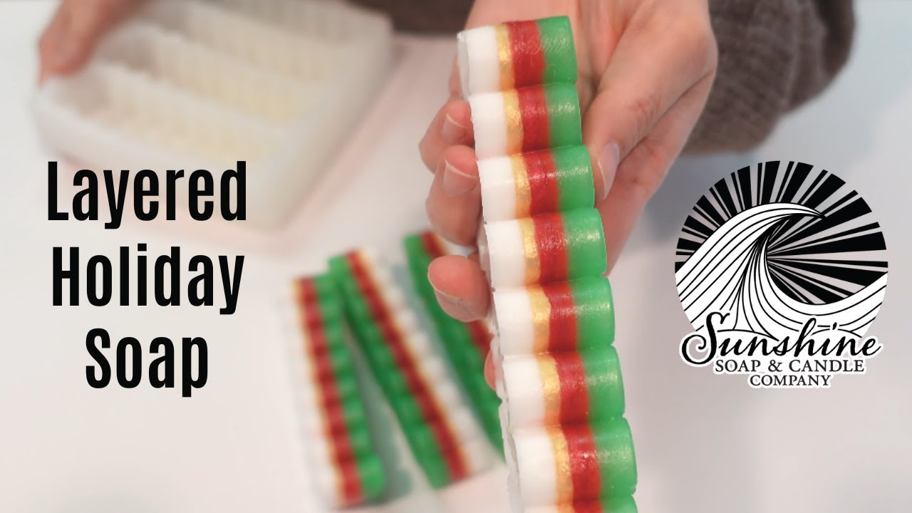 How To Make A Layered Melt and Pour Soap for the Holidays! Soap that looks like edible Holiday Candy