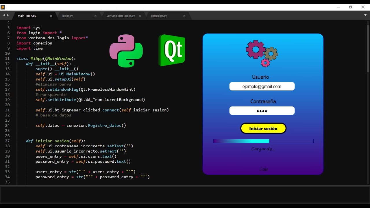 Login en Python con PySide2 y Qt Designer Validación de Usuario y Contraseña