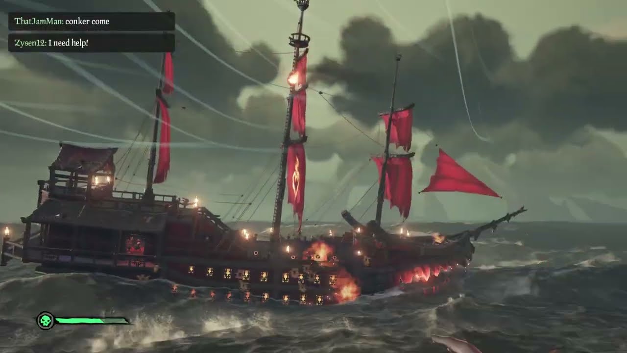 Sea of Thieves burning blade take down with 8 man crew