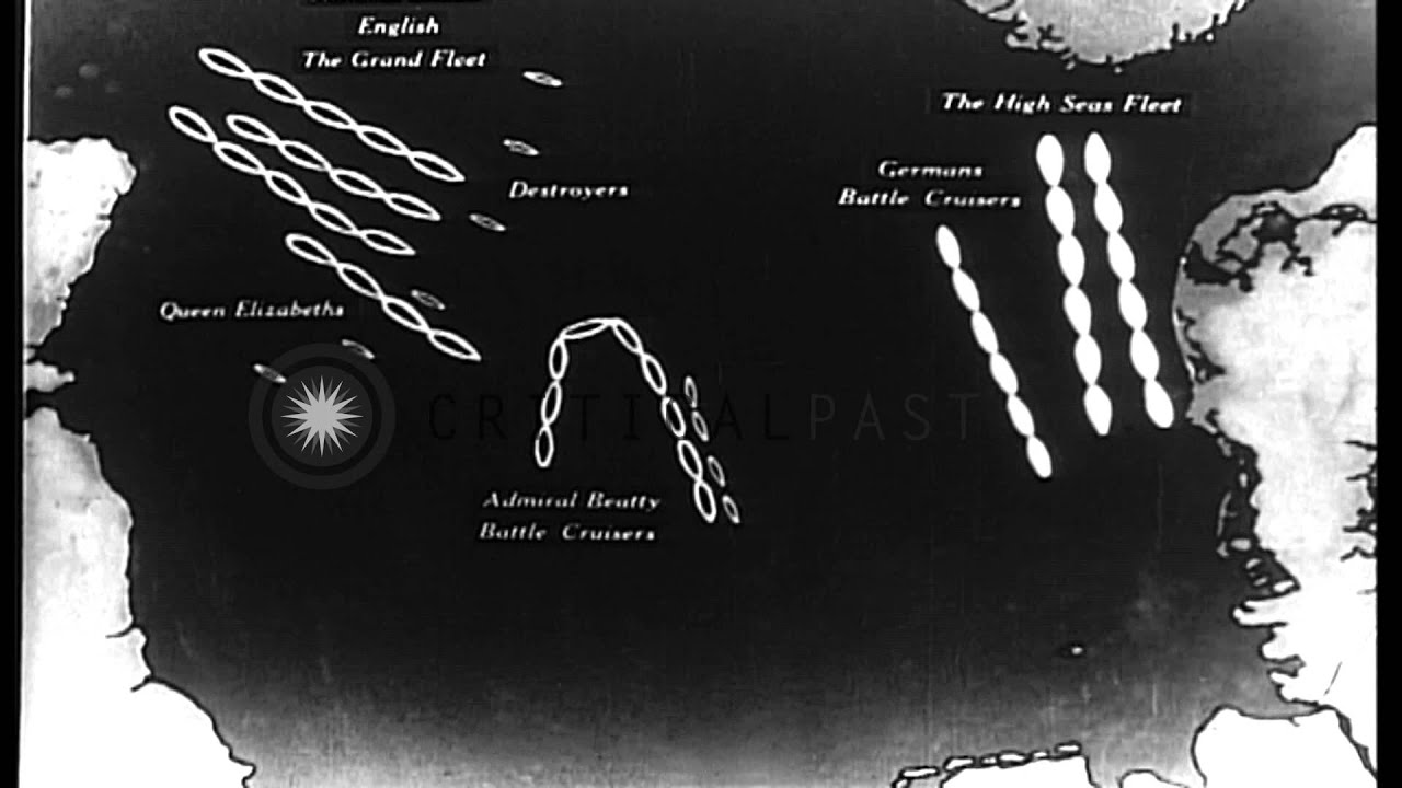 Maps showing fleet movements of British and German warships during Battle of Jutl...HD Stock Footage