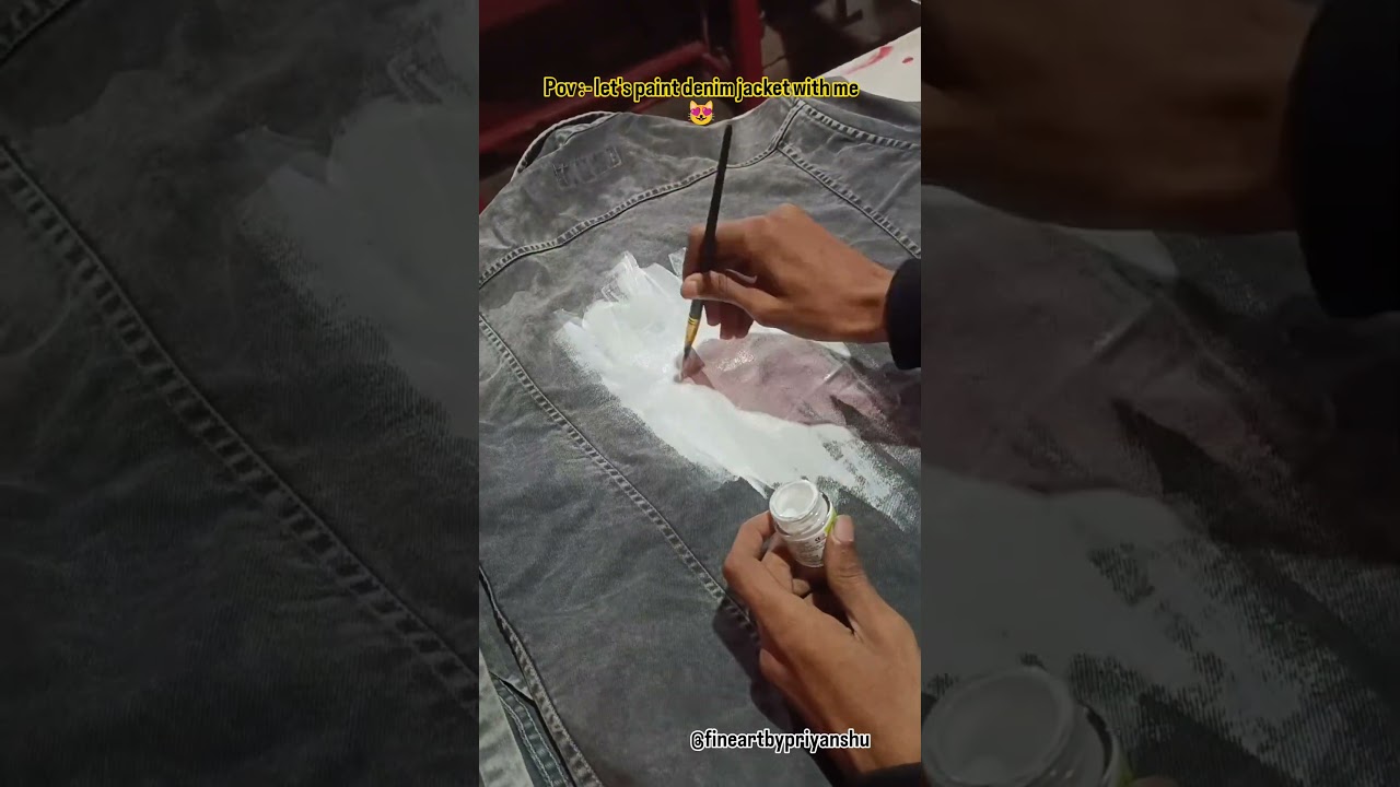 let's paint denim jacket with me 😻 #art #workingartist #painting #denimclothing #denimdiary #denim