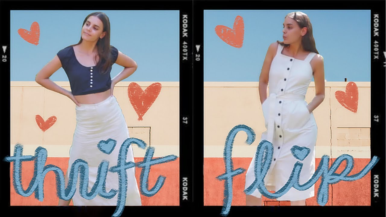 a sassy and classy thrift flip // crop-top + skirt + dress