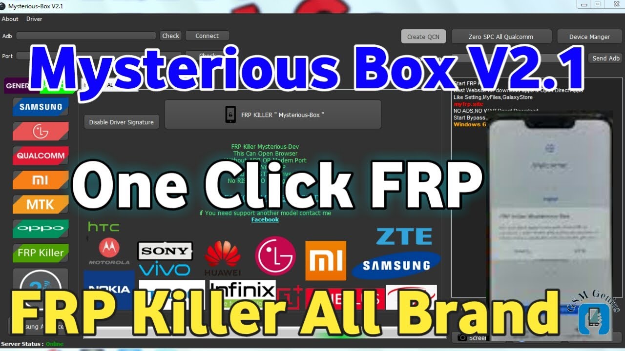 Mysterious Box 2.1 New Update [ONE Click] FRP Killer All Brand FRP Remove Google Account Bypass 9.10