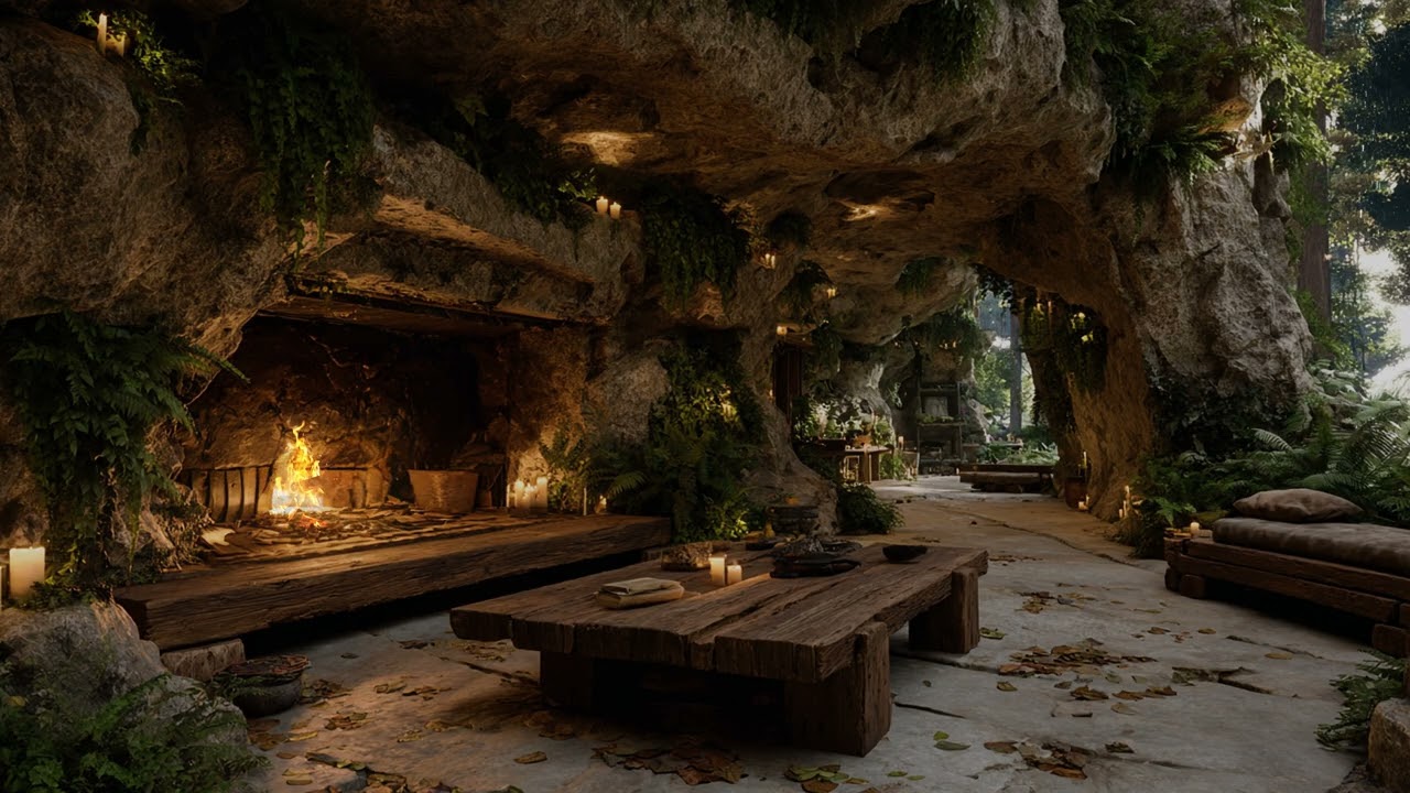 Midnight Storm Echoing Through a Secret Forest Cave | Dark Rain Ambience