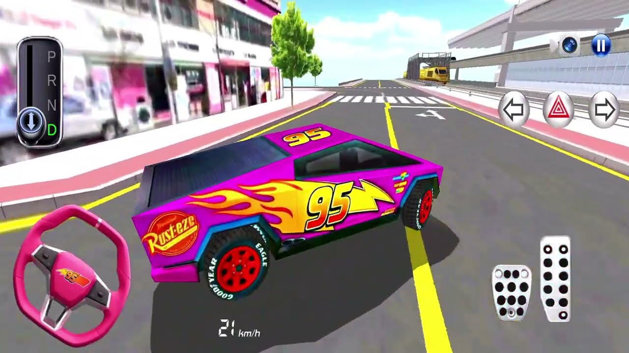 New EV McQueen Car Stuck in Parking Garage With Police Cars - 3D Driving Class car game gameplay