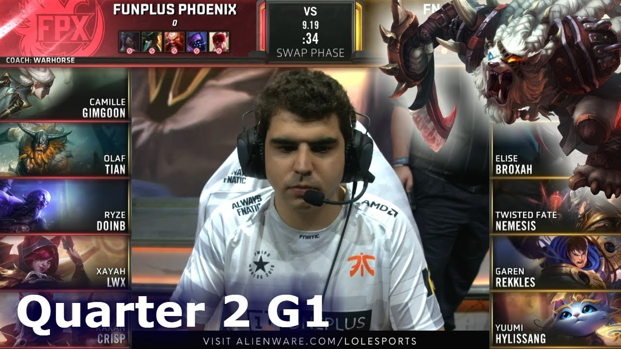 FPX vs FNC - Game 1 | Quarter Finals S9 LoL Worlds 2019 | FunPlus Phoenix vs Fnatic G1