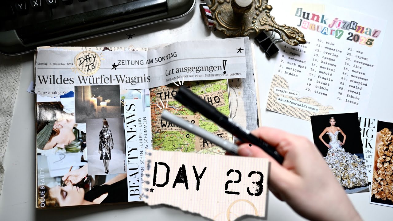 Junk Journal January Day 23: Newspaper • Journal Challenge 2025 • About Sketchbook & Art Challenges
