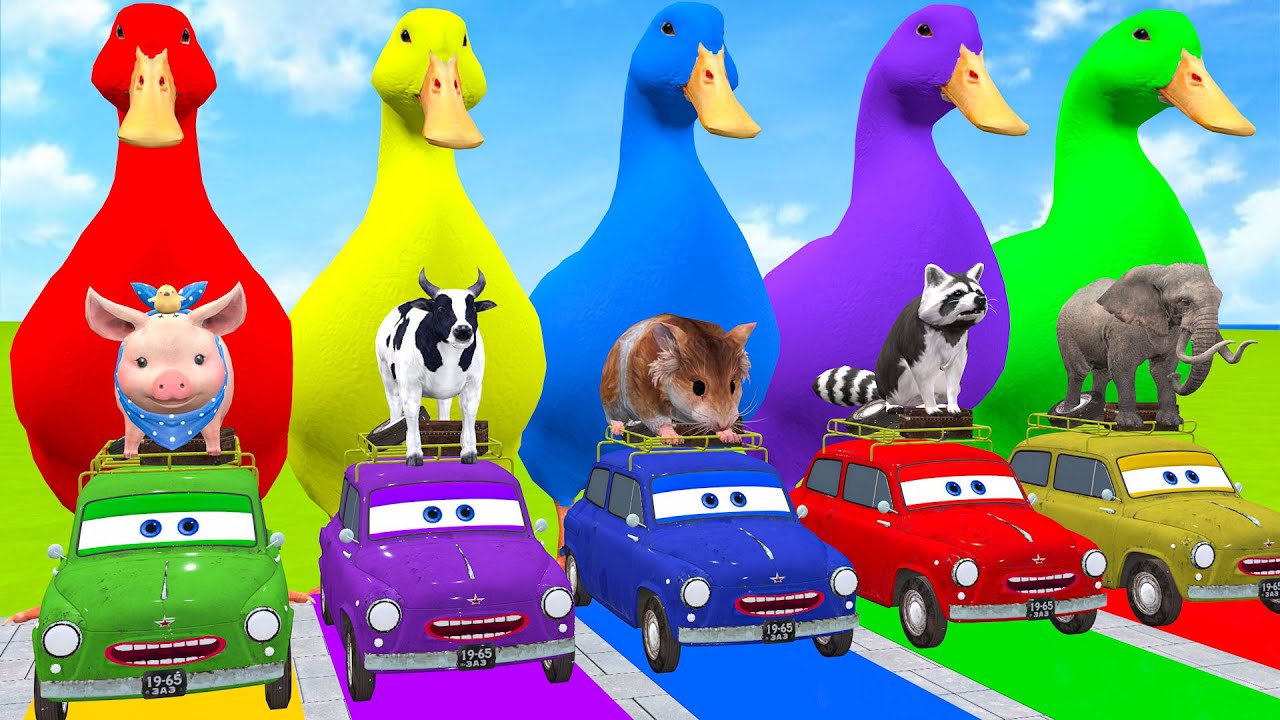 Long Slide Game With Elephant Gorilla Buffalo Hippopotamus Tiger 3d Animal Game Funny 3d Animals