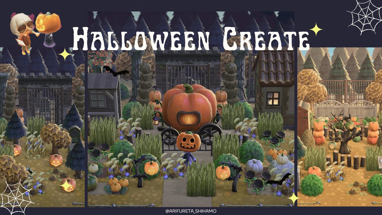 【あつ森】マイデザなし！ハピパラでハロウィンなレイアウト3選｜ACNH【ハッピーホームパラダイス】sub