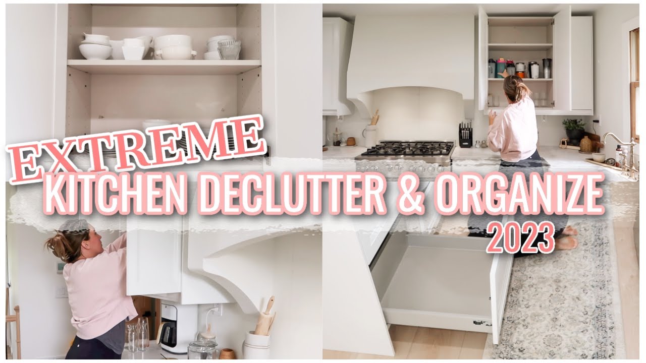 KITCHEN DECLUTTER & ORGANIZE WITH ME 2023! | CLEAN DECLUTTER ORGANIZE & MINIMIZE WITH ME!