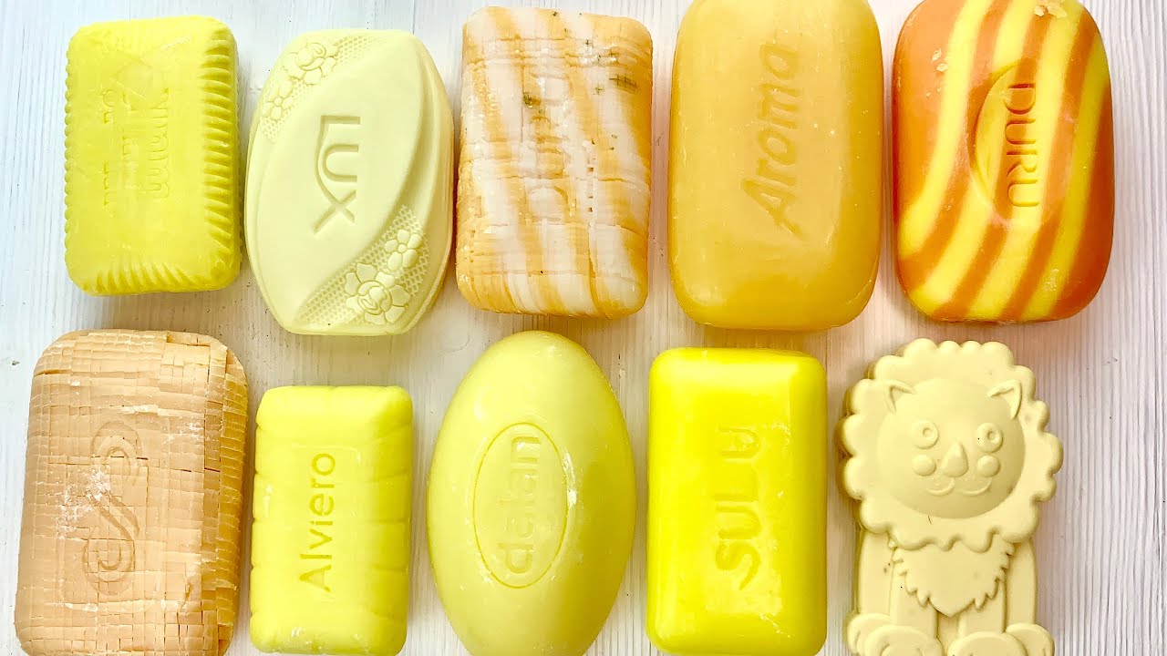 CUTTING DRY YELLOW SOAP/ ASMR SOAP CUBES/ Crunchy sound/ Satisfying ASMR video/ no talking