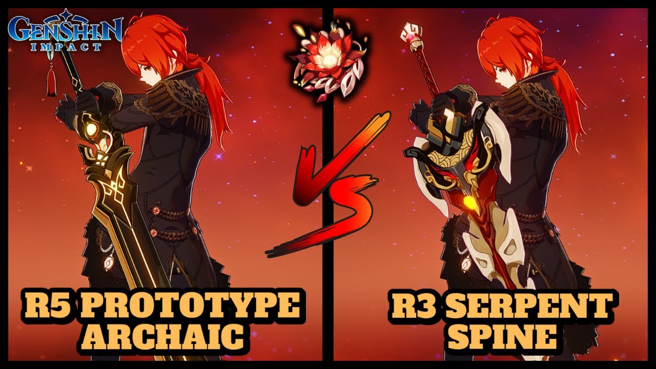 DILUC: R5 PROTOTYPE ARCHAIC VS R3 SERPENT SPINE! (COMPARISON) | Genshin Impact
