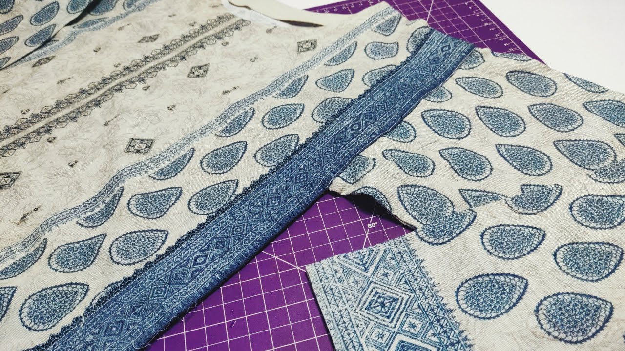 Kurti side fitting borders  designing || square armhole kurti sewing @DressingMania