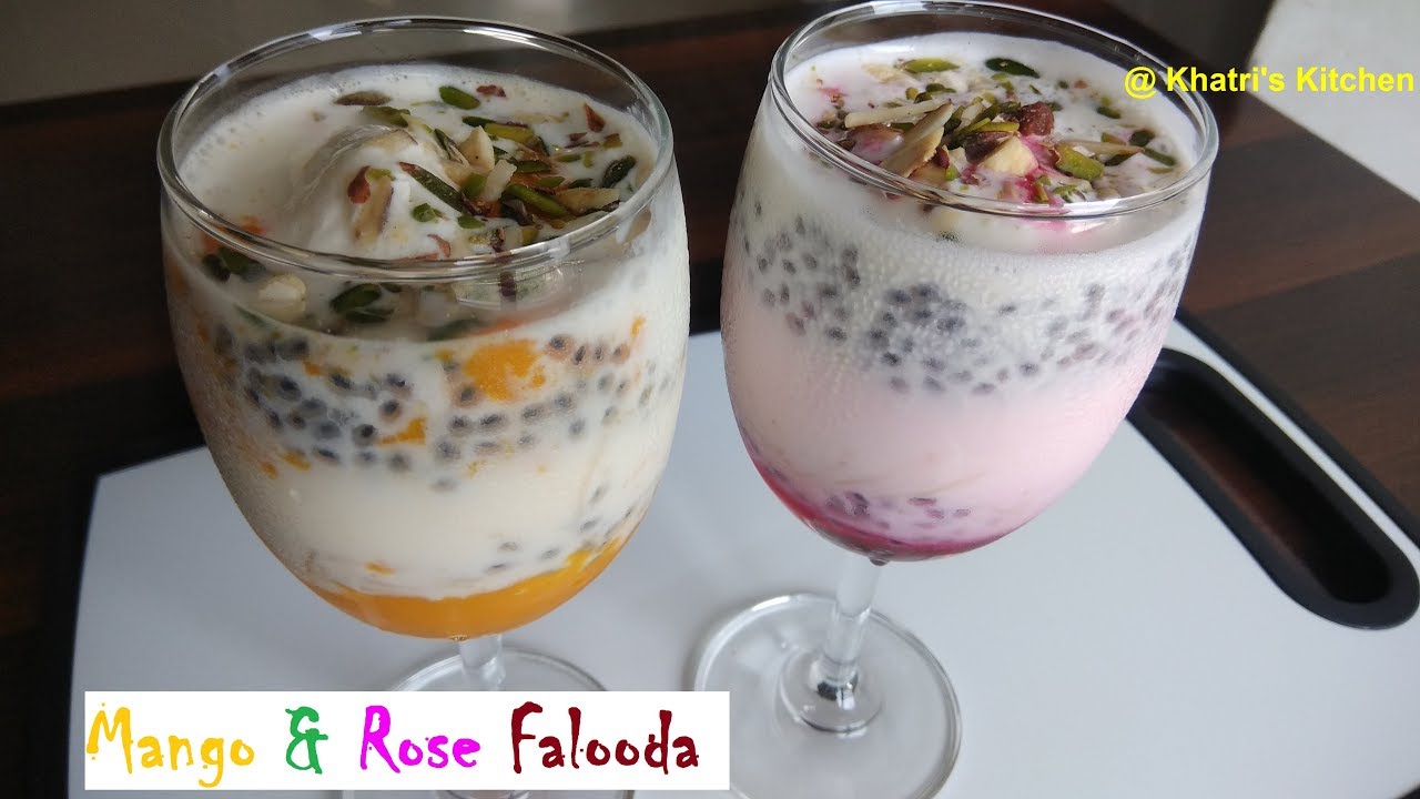 Cool Cool Rose Faluda & Mango Faluda - Homemade Faluda Recipe - Dessert Recipe - Khatri's Kitchen