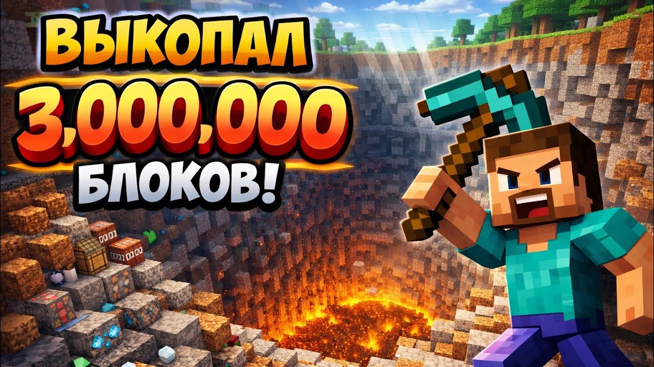 Выкопал 3,000,000 блоков!!! 