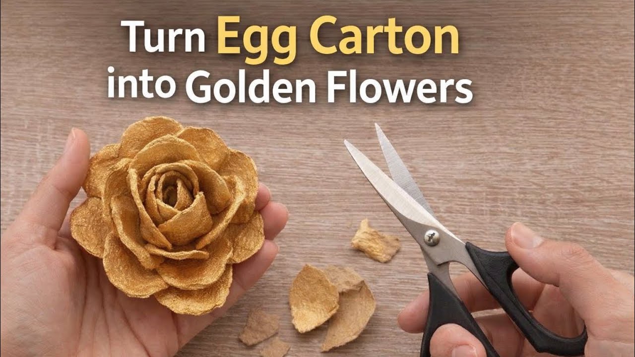 Turn Egg Cartons Into Golden Flowers| Easy DIY Ideas