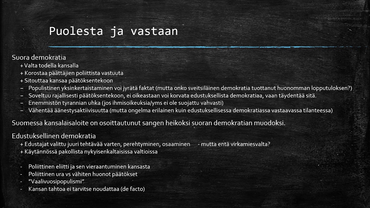 YH1: Edustuksellinen ja suora demokratia