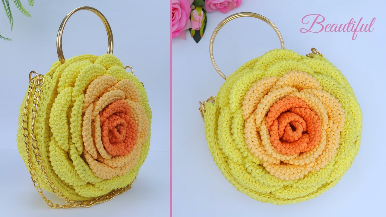 Cute floral crochet bag tutorial I've ever seen! Crochet Round Flower bag