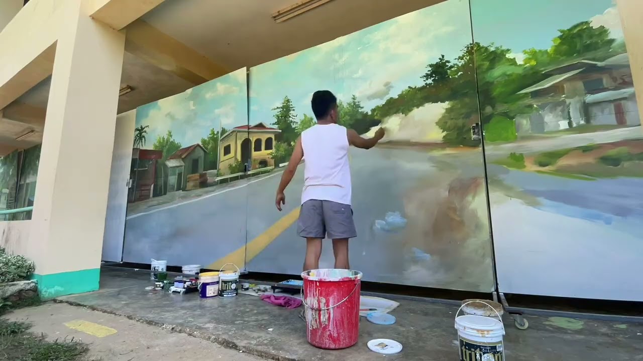 Painting Sinulog Backdrop for the Defending Champion Campao Oriental High School 