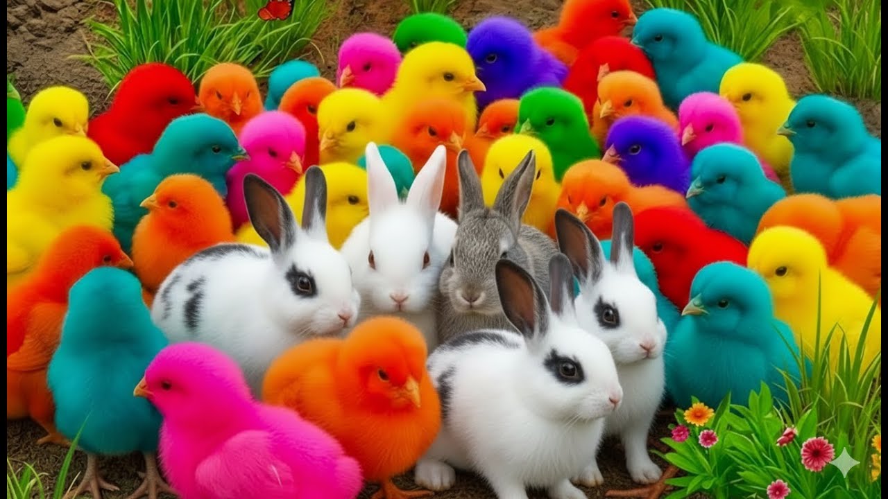 Ayam Lucu, ayam warna warni, ayam rainbow, kelinci lucu, bebek lucu, ikan koi, Hewan Lucu 🐤🐣