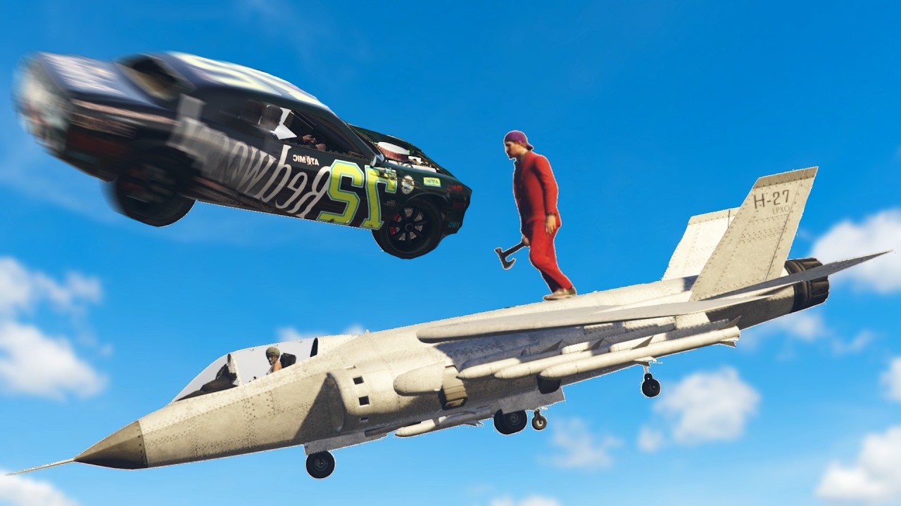 CRAZIEST CAR VS JET TAKEOUT! (GTA 5 Funny Moments)