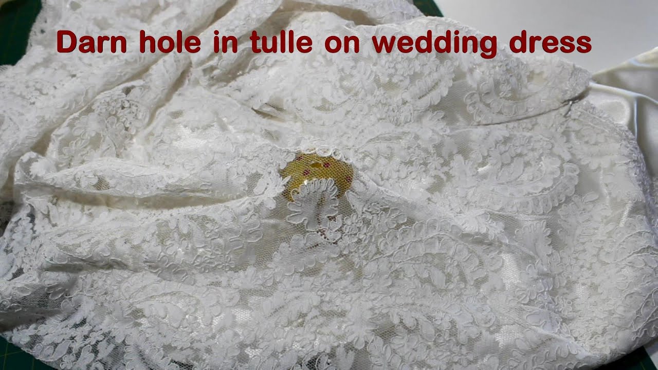 Darn hole lace tulle wedding dress