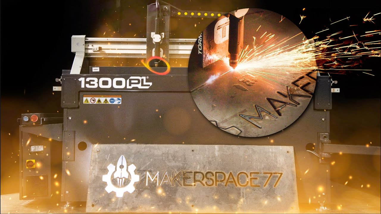 CNC Plasma Cutting a Custom Steel Sign for our MakerSpace at Home!