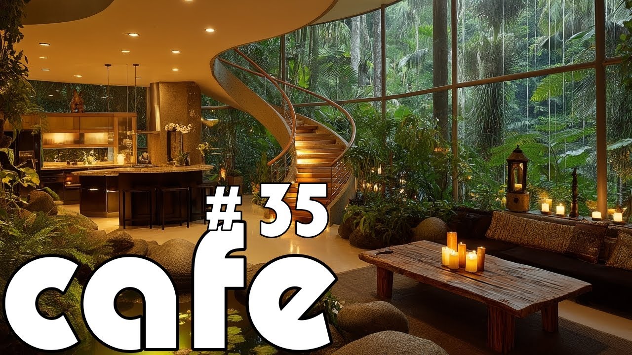 Your Online Rainforest Lounge is Live 🌿 Let the Curved Staircase Light Guide Your Coffee Moment