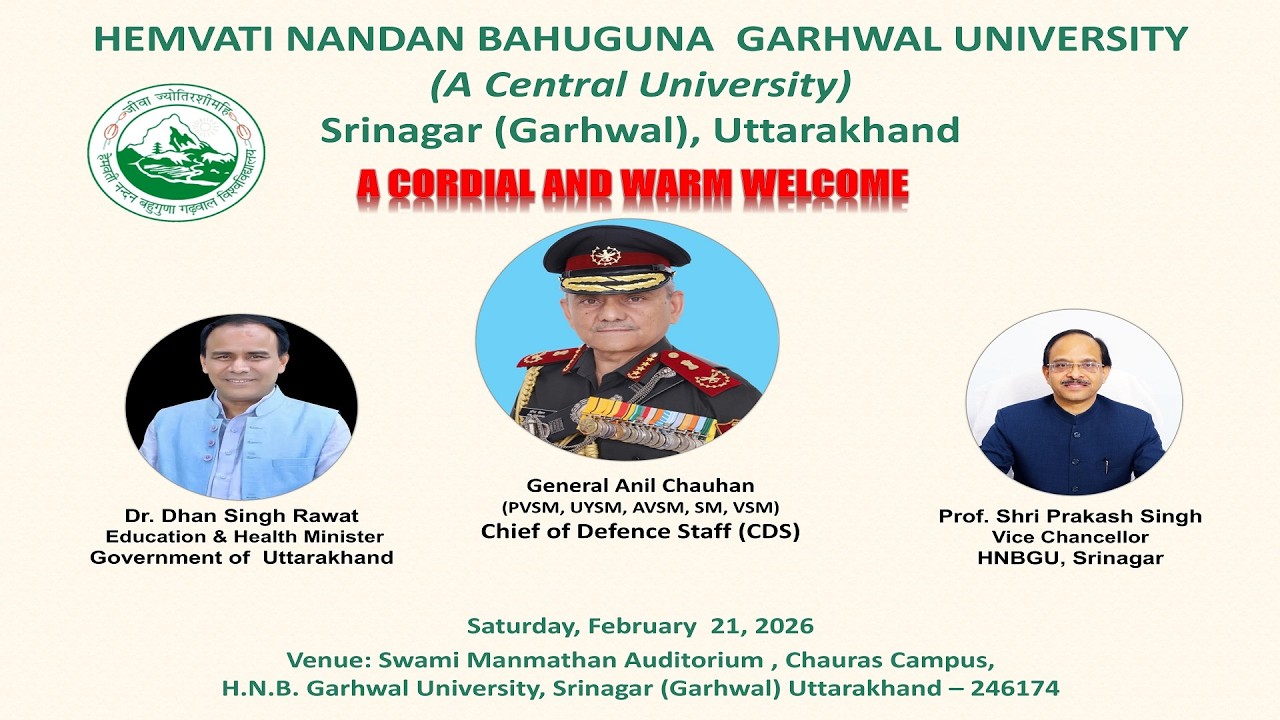 Grand Welcome to General Anil Chauhan During His Visit to HNB Garhwal University | CDS Visit 2026
