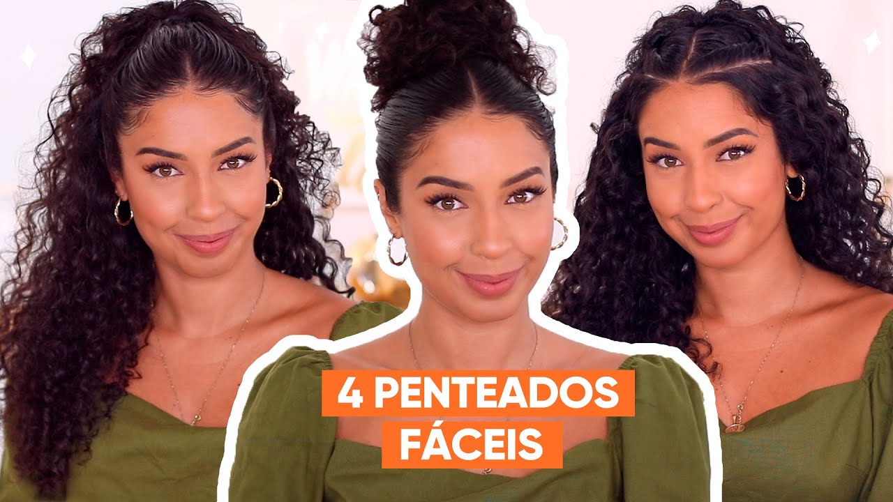 4 PENTEADOS FÁCEIS PRA CABELO CACHEADO | JULIANA LOUISE