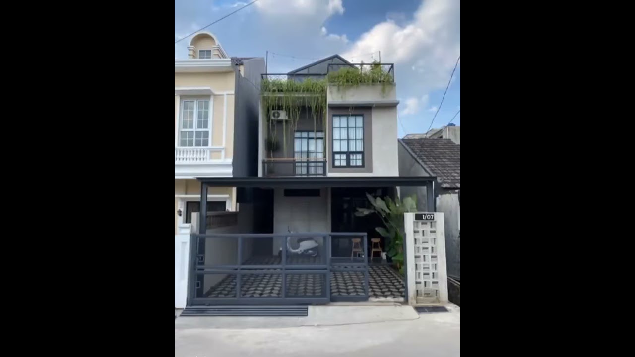 desain rumah kekinian gaya industrial 6,5 x 18,5 meter