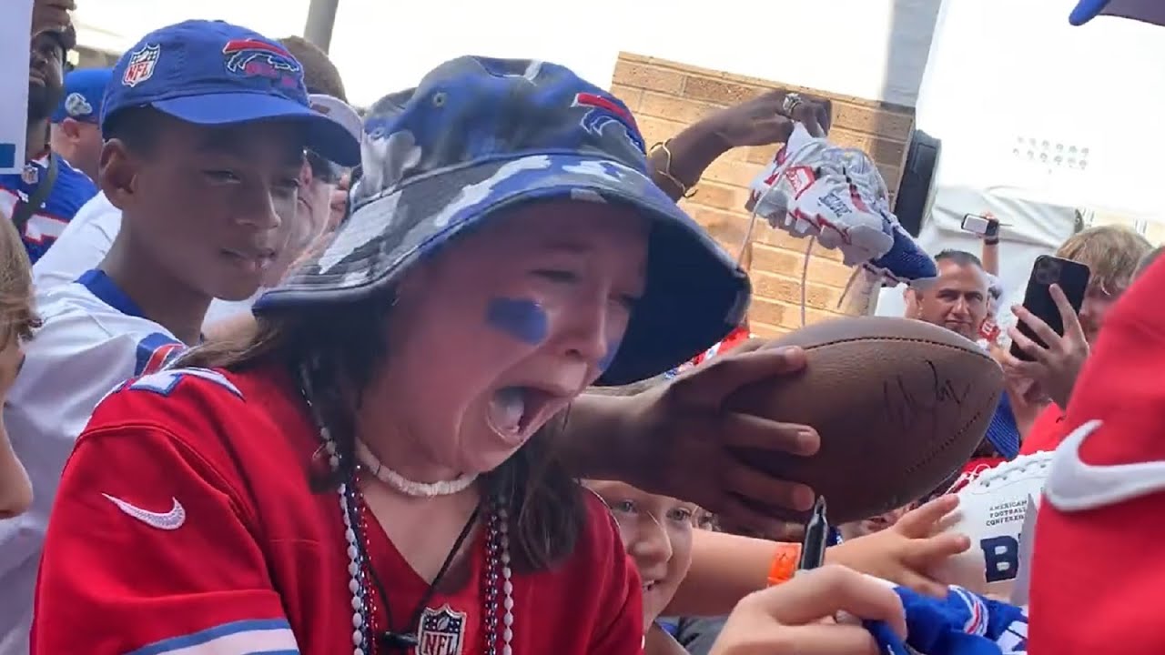 Josh Allen makes young girl's dream come true with hug