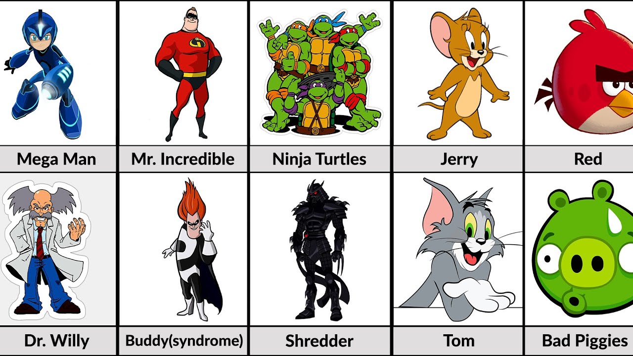 Cartoon Characters and Their Enemy From Different Countries