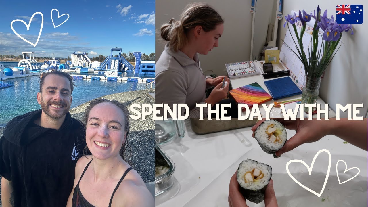 SPEND THE DAY WITH ME | WATER PARK, HOMEMADE SUSHI, YOGA | CLAIRE MATHER