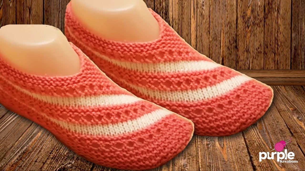 Knitting Socks | ladies Knitting Socks | Socks Knitting in Hindi || Purple Kreations
