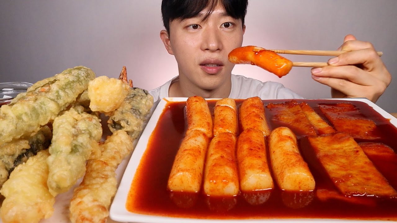 도계부부시장 왕새우튀김 맛있다.. 가래떡 떡볶이, 수제튀김 먹방 ASMR
