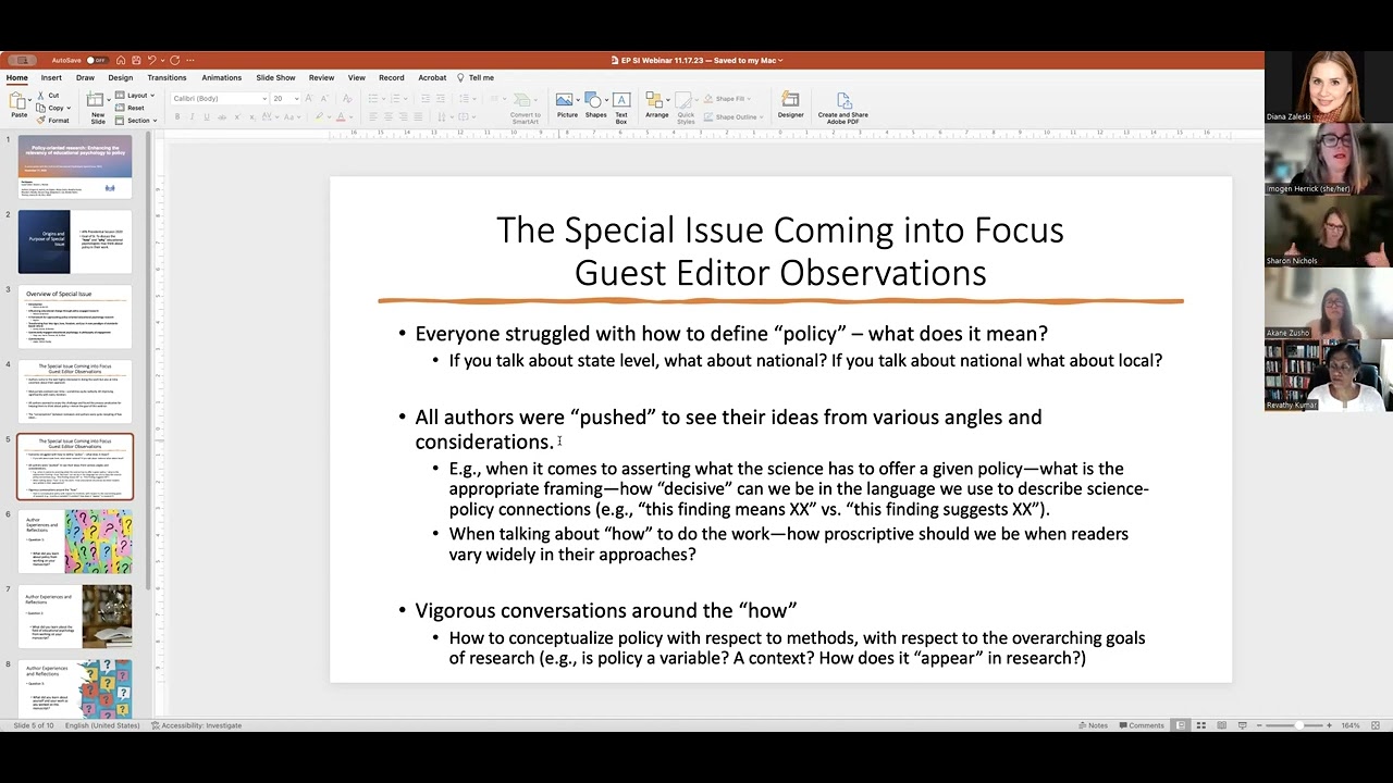 Division 15 Webinar: Policy Oriented Research, Led by Dr. Sharon L. Nichols