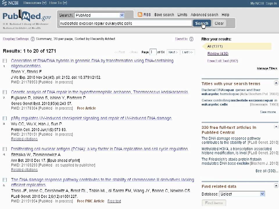 PubMed: Finding primary research and review articles